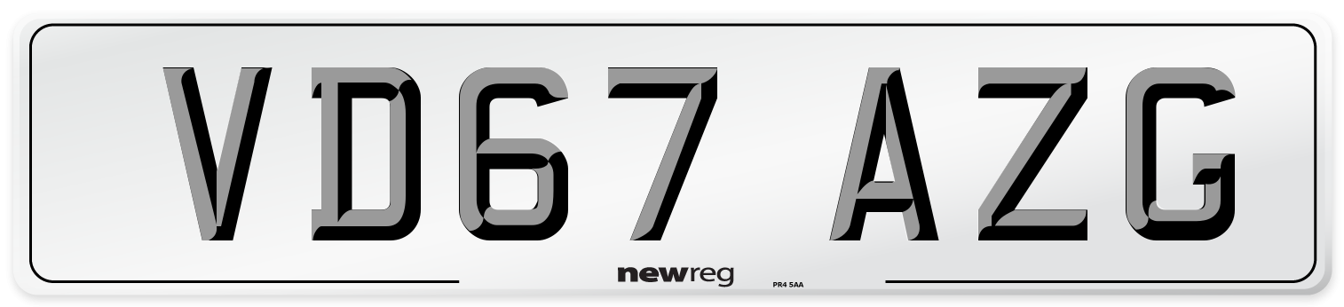 VD67 AZG Number Plate from New Reg